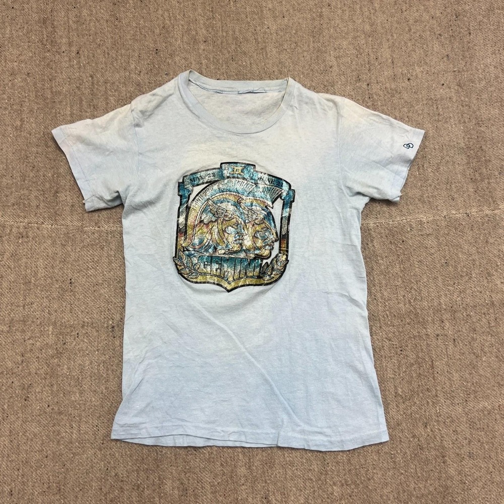 Vintage Gemini Shirt Mens Small Blue 1970s zodiac signs